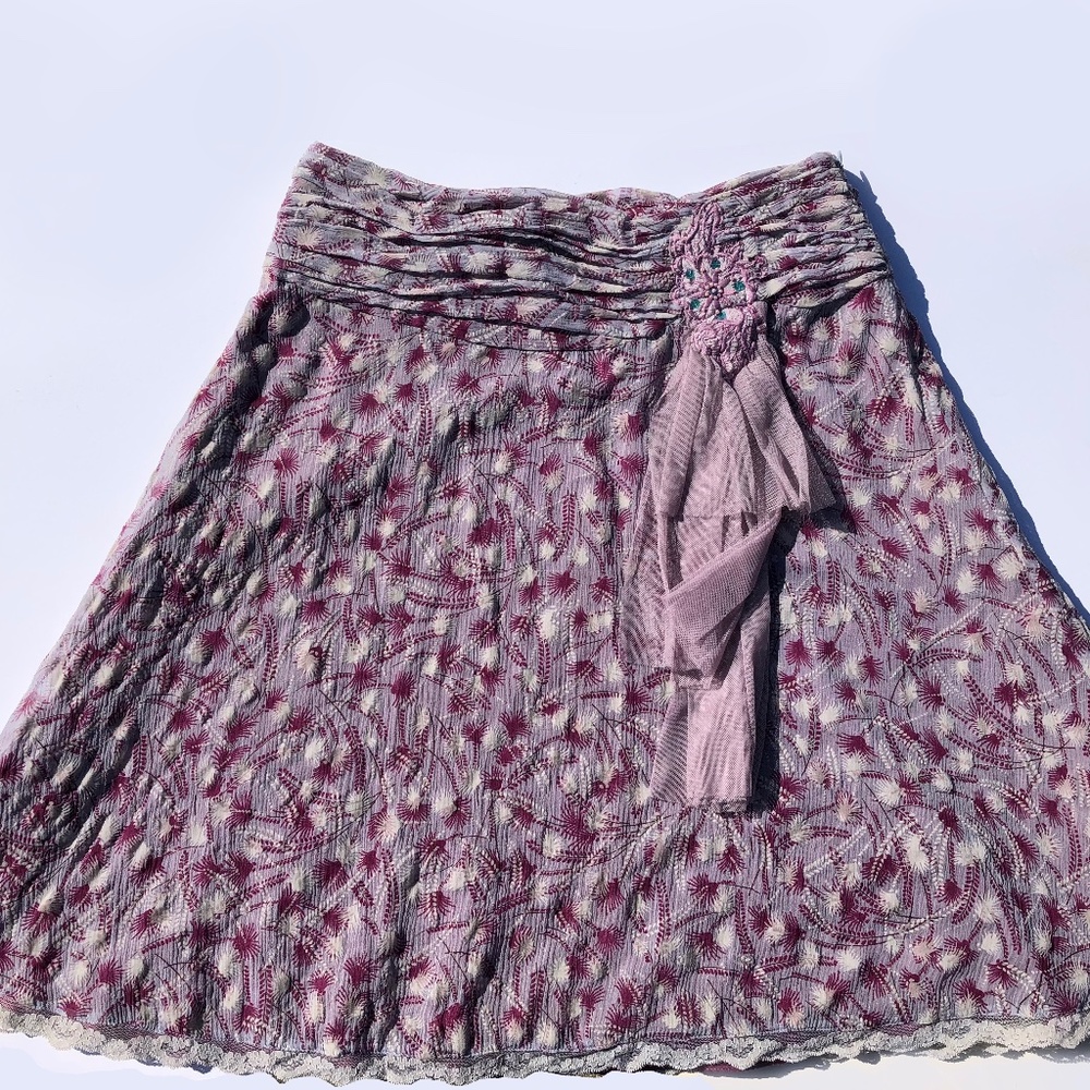 Free People Lavender Printed silk skirt